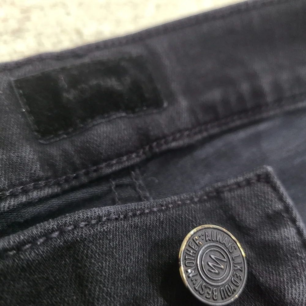 MOTHER The Stunner Ankle Step Fray Jeans Black 26 Skinny Slim Denim